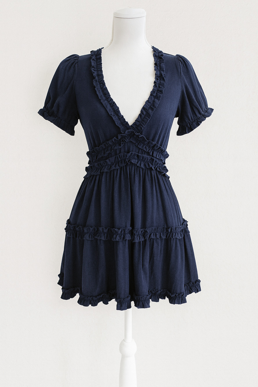 Altar’d State Dress S Navy Coastal Western Flair Boho Cottagecore Romantic EUC